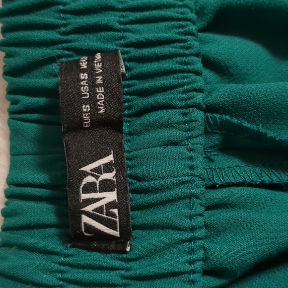 ZARA High Waisted Mariner Forest Green with Gold Buttons Pants - S - Picture 6 of 9
